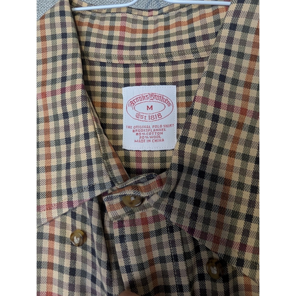 Brooks‎ Brothers Button Down Mens M Multicolor Tattersall Check Wool Flannel - Picture 2 of 8